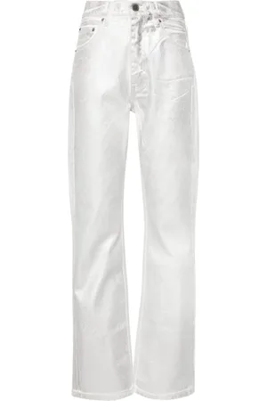 ROTATE Gerade Jeans in Metallic-Optik