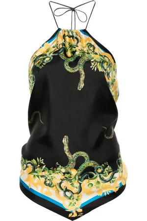 Roberto Cavalli Neckholder-Oberteil mit Schlangen-Print