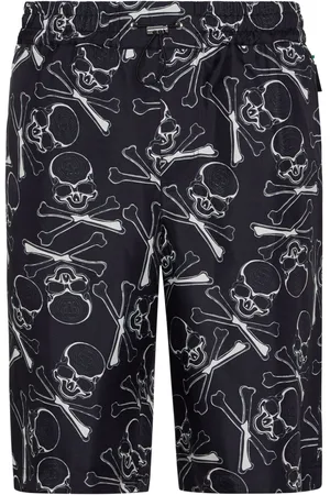 Philipp Plein Shorts aus Seide mit Totenkopf-Print