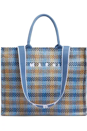 Marni Karierter Shopper mit Logo-Stickerei
