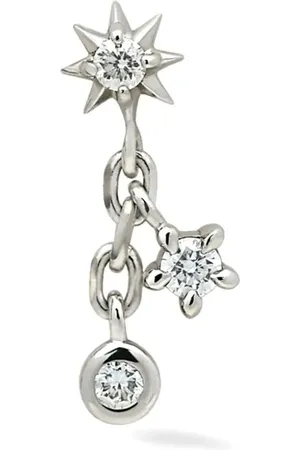 Lark & Berry 14kt Shimmering Star Chain Weißgoldohrstecker mit Diamanten