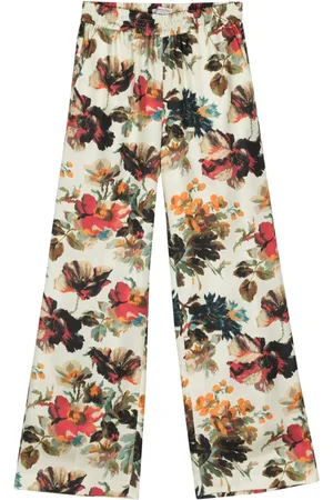 ALBERTO BIANI Gerade Seidenhose mit Blumen
