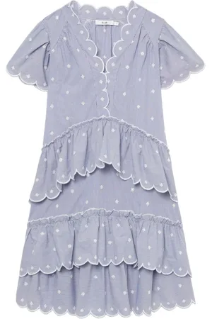 B+AB Geripptes Minikleid mit Wellensaum