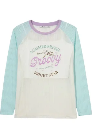 B+AB Geripptes Trägershirt mit Slogan-Print