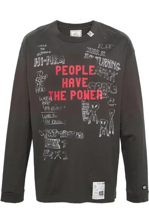 Maison Mihara Yasuhiro Distressed-T-Shirt mit Text-Print