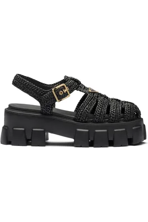 Prada Flatform-Römersandalen aus Bast