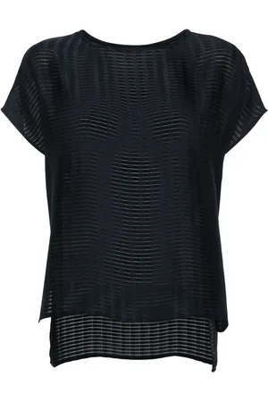 Emporio Armani Gestreiftes T-Shirt mit semi-transparenten Einsätzen