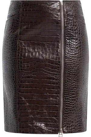 Tom Ford Leder-Minirock mit Kroko-Effekt