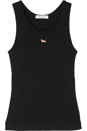 Maison Kitsuné Geripptes Tanktop mit Fox-Motiv