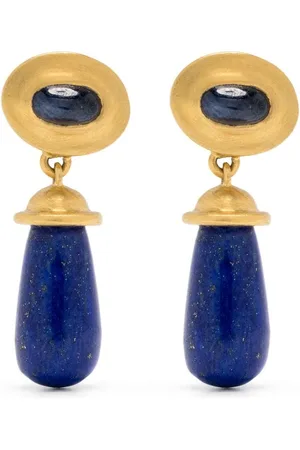Prounis 22kt Alabastra Goldohrringe mit Saphiren und Lapislazuli