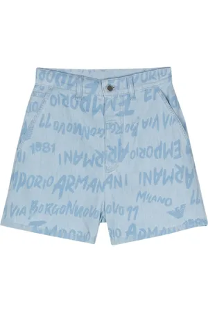 Emporio Armani Chambray-Shorts mit Logo-Print