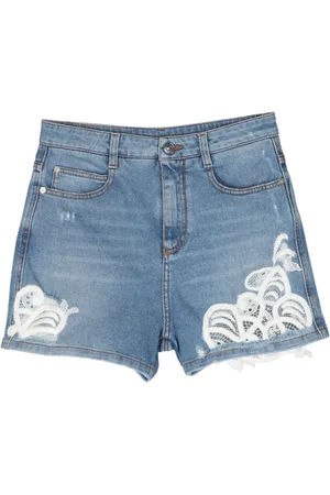 ERMANNO SCERVINO Denim-Shorts mit Spitzeneinsätzen