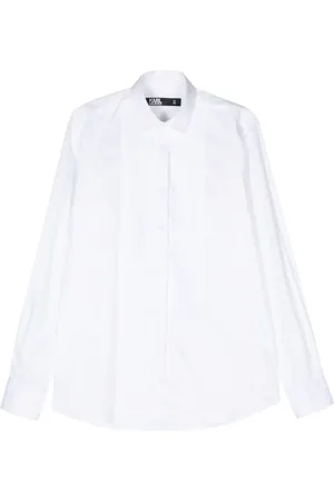 Karl Lagerfeld Popeline-Hemd mit gesmoktem Detail