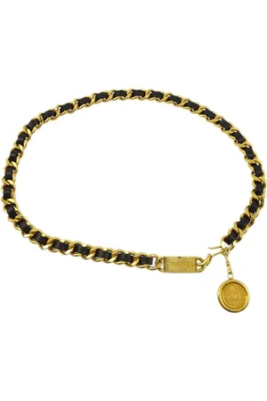 CHANEL 1990-2000 Medallion Leder- und Kettengürtel