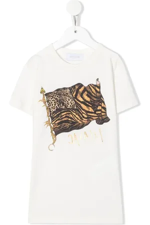 Roberto Cavalli T-Shirtkleid mit Flaggen-Print