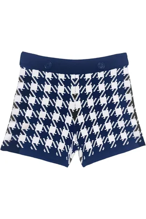 FLEUR DU MAL Gestrickte Shorts mit Hahnentritt-Intarsie