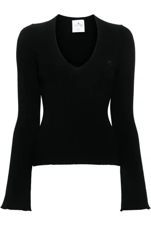 Courrèges Gerippter Pullover mit Logo-Applikation