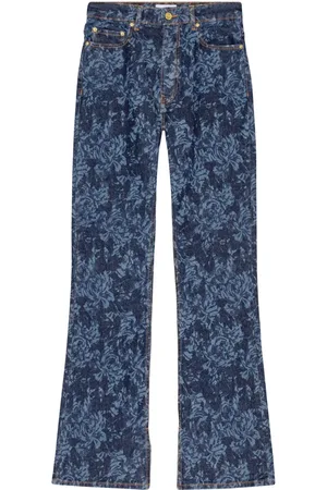 Ganni Schlagjeans mit Blumen-Print
