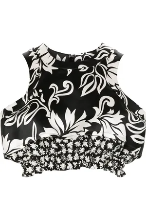 SACAI Cropped-Top mit Blumen-Print