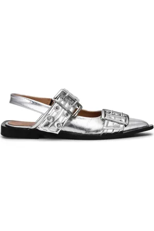Ganni Ballerinas mit Metallic-Effekt