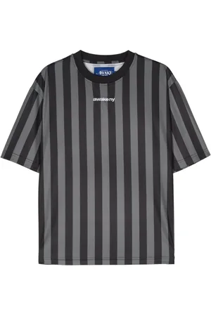 AWAKE NY Gestreiftes T-Shirt mit Logo-Stickerei