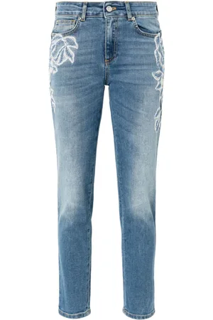 Ermanno Firenze Skinny-Jeans mit Blumenstickerei