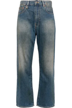 R13 Ausgeblichene Straight-Leg-Jeans
