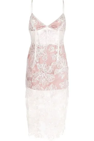 FLEUR DU MAL Pailletten-Midikleid mit Blumenstickerei