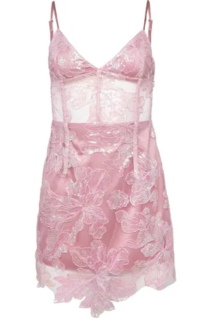 FLEUR DU MAL Pailletten-Minikleid mit Blumenstickerei