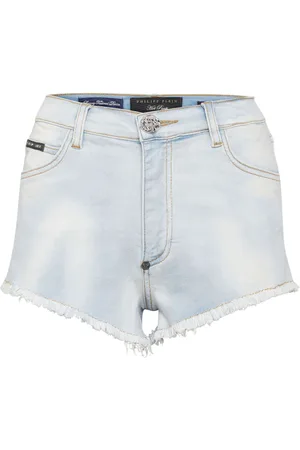 Philipp Plein Jeans-Shorts mit Logo-Applikation