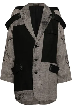 YOHJI YAMAMOTO Leinensakko im Layering-Look