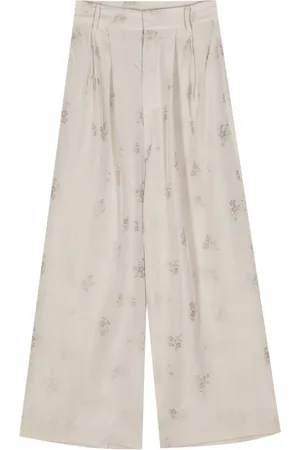 UMA WANG Weite Hose mit Blumenjacquard