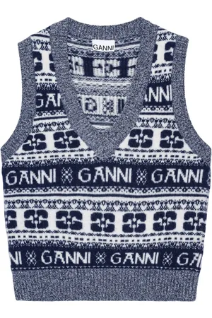 Ganni Pullunder mit Intarsien-Logo