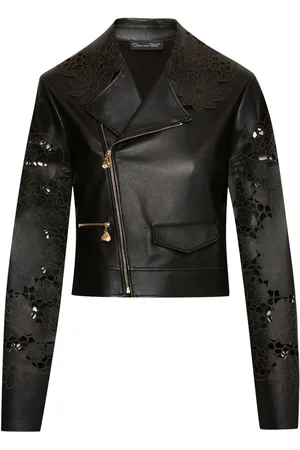 Oscar de la Renta Lederjacke mit Laser-Cuts