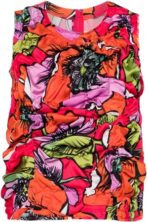 Comme des Garçons Gerüschtes Tanktop mit Blumen-Print