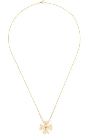 HARWELL GODFREY 18kt Crux Mini Gelbgoldhalskette mit Diamantanhänger