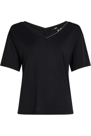 Karl Lagerfeld Signature T-Shirt mit V-Ausschnitt
