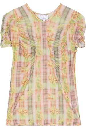 Collina Strada Mesh-Top mit Karomuster