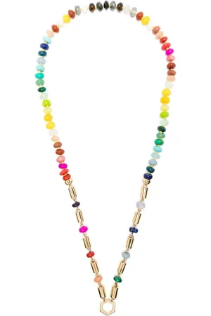 HARWELL GODFREY 18kt Baht and Bead Foundation Gelbgoldhalskette mit Schmucksteinen
