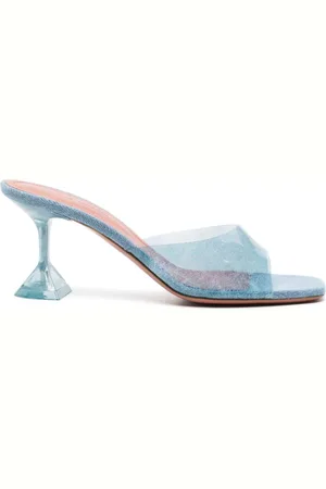 Amina Muaddi Lupita Glass Denim-Mules 70mm