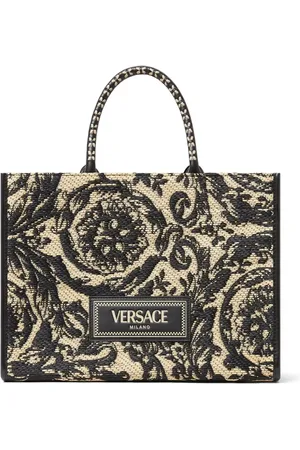 VERSACE Mittelgroße Barocco Athena Tote Bag aus Raffiabast