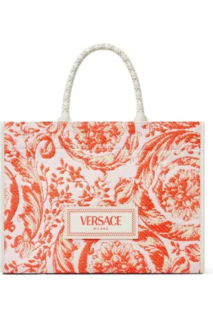 VERSACE Mittelgroße Barocco Athena Tote Bag aus Raffiabast