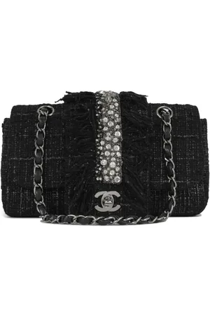 CHANEL 2002 kleine Classic Flap Tweed-Schultertasche