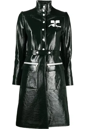 Courrèges Vinyl-Trenchcoat mit Logo-Applikation