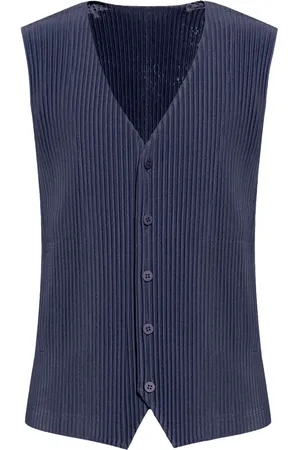Issey Miyake Plissierte Weste mit V-Ausschnitt