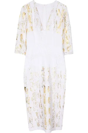 Costarellos Leinenkleid mit Metallic-Print