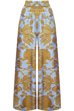 La DoubleJ Palazzohose aus Seide mit Blumen-Print
