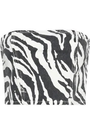 ROTATE Cropped-Top mit Zebra-Print