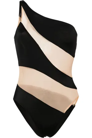 Norma Kamali Snake Mesh Mio One-Shoulder-Badeanzug