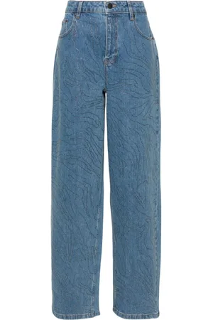 ROTATE Wide-Leg-Jeans mit Strass
